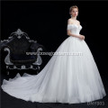 Vintage off shoulder Lace up back Princess simple Wedding Dress With Big Train